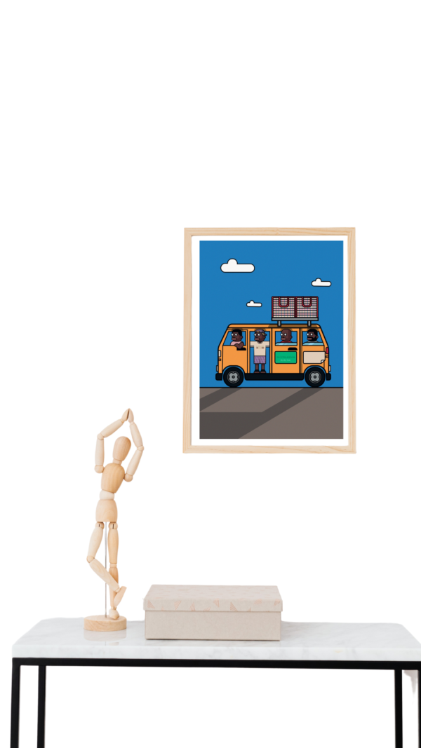 Illustration africaine chambre enfant bus
