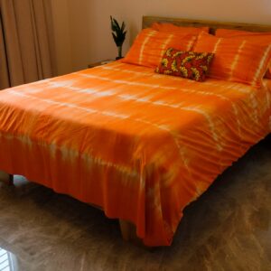 Housse de couette en coton du Sénégal 240x260 + 2 taies * TROPICAL ORANGE