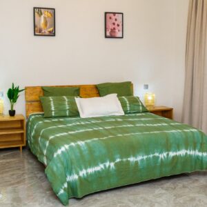 Housse de Couette en Coton du Sénégal 240x260 + 2 Taies * TROPICAL VERT OLIVE